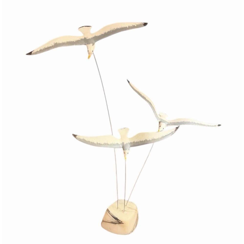 VINTAGE MCM Flying Seagulls Kinetic Art Statue 11” FAST SHIPPING 3249-35
